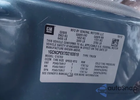 2013 Chevrolet Silverado 1500 Work Truck z USA, uszkodzony, nr VIN 1GCNCPEX7DZ183619